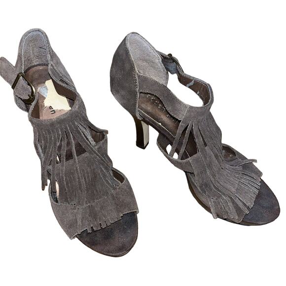 Steve Madden Girl Brown Suede Fringe Open Toe heels Size 8.5 Pracila Dress Shoes - Picture 2 of 8